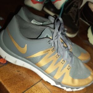 Nike Gray and Gold Athletic Shoes